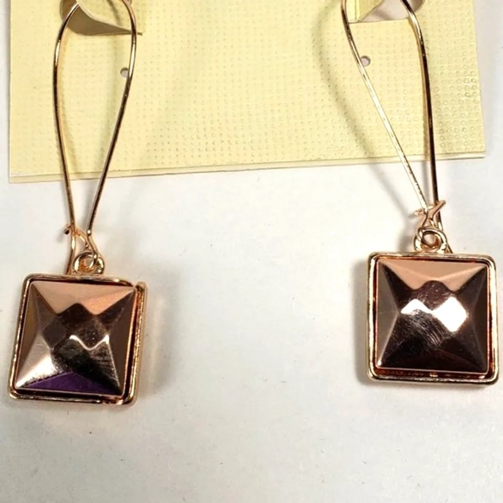Sophia & Kate Women's Polished Rose Gold tone Square Kidney Wire Drop Earrings